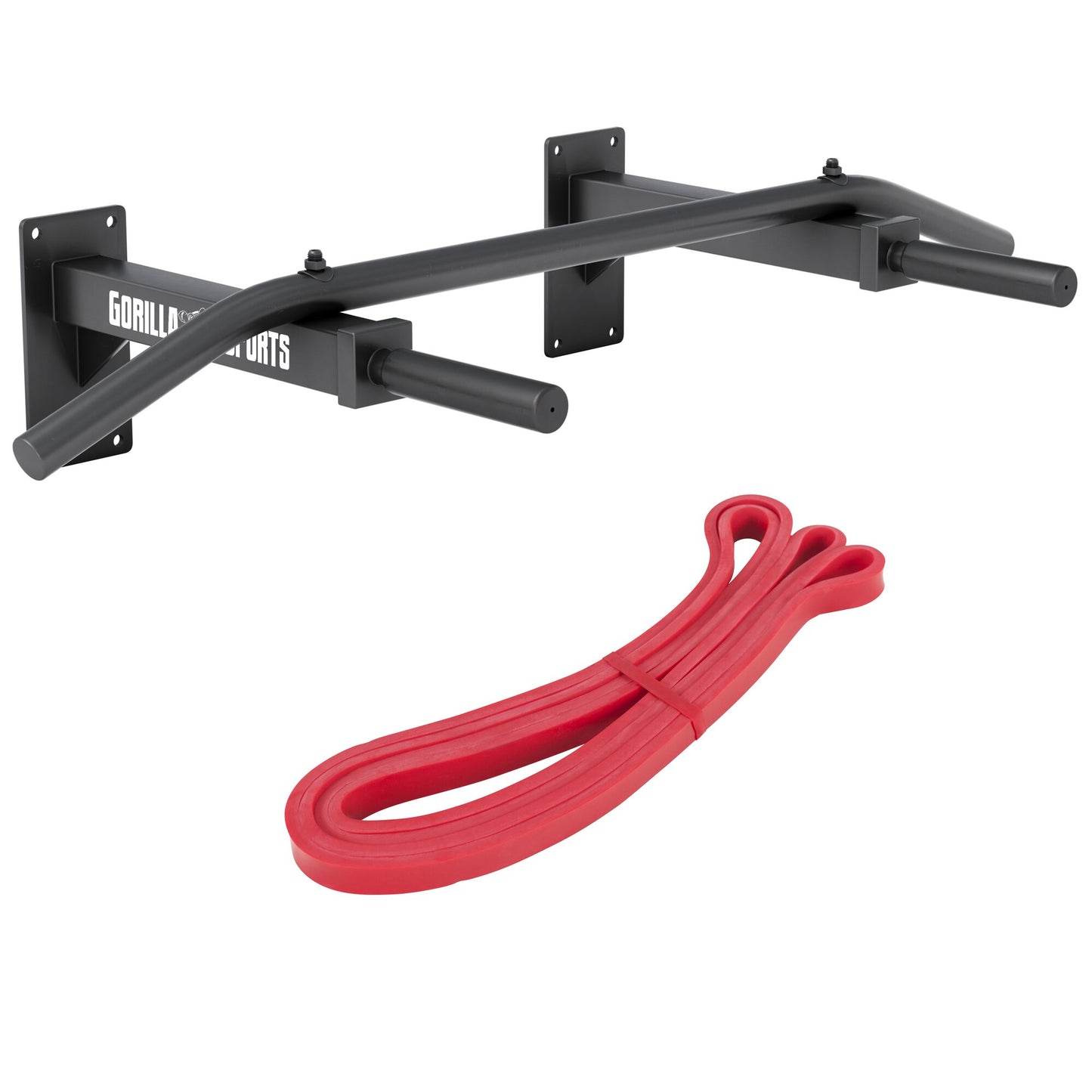 Pull-Up Set (Chin-Up Bar + Resistance Band), White/Black