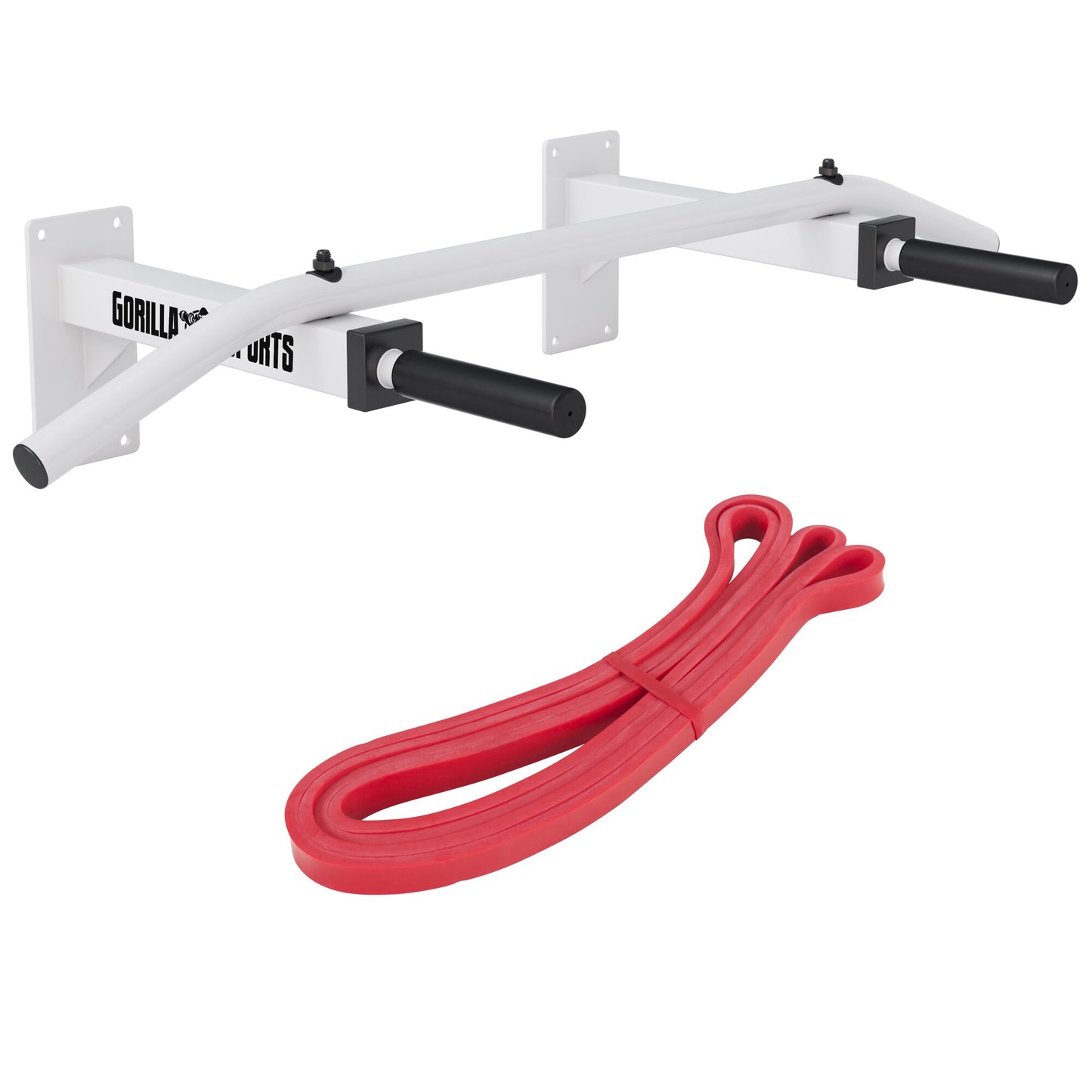 Pull-Up Set (Chin-Up Bar + Resistance Band), White/Black