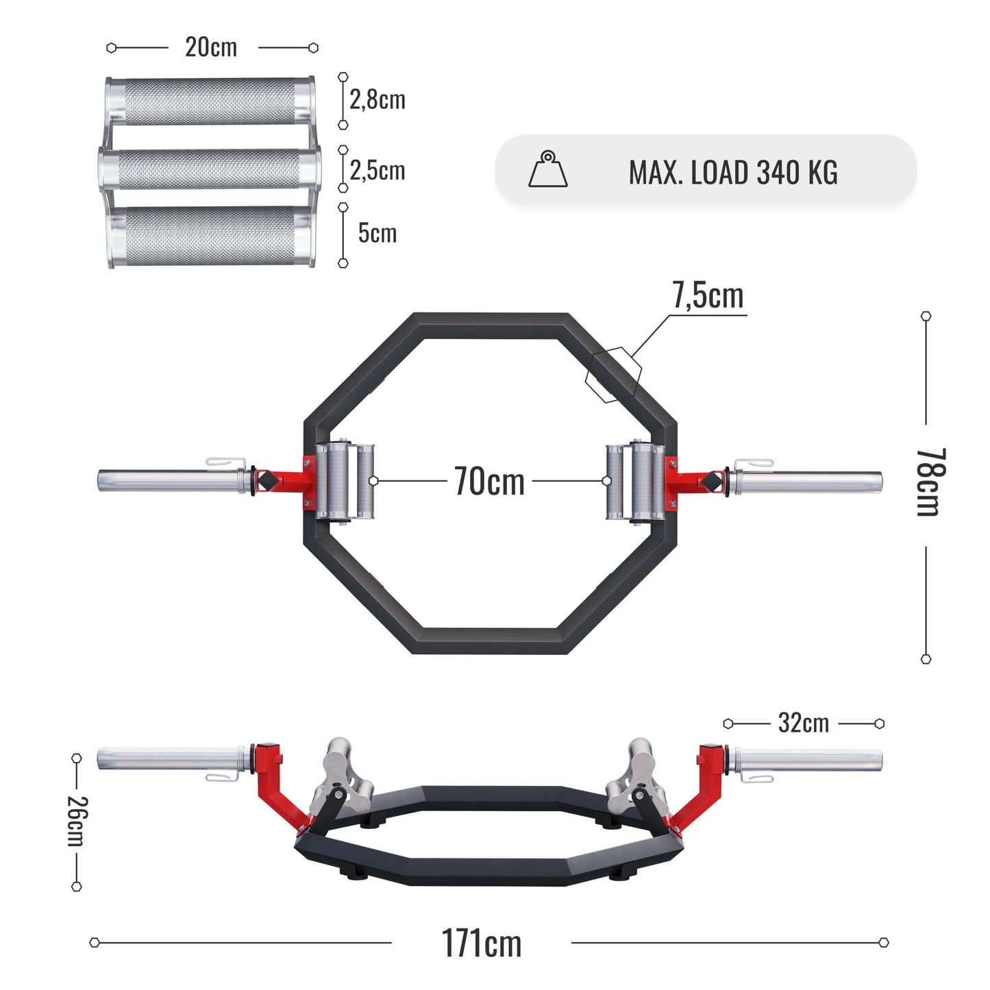 Multi Grip Trap Bar Black/Red