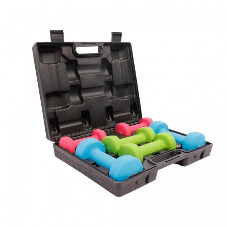 Aerobic Dumbbell Set with Case - 12 kg