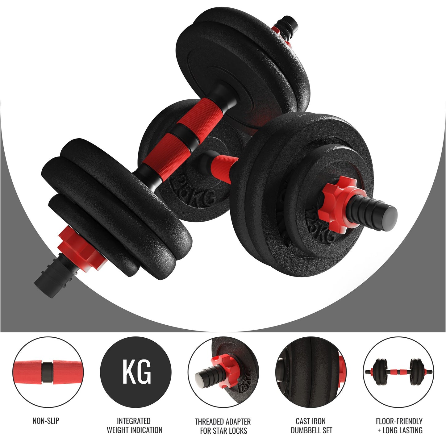 Cast Iron Dumbbell Set 15/20/25 kg