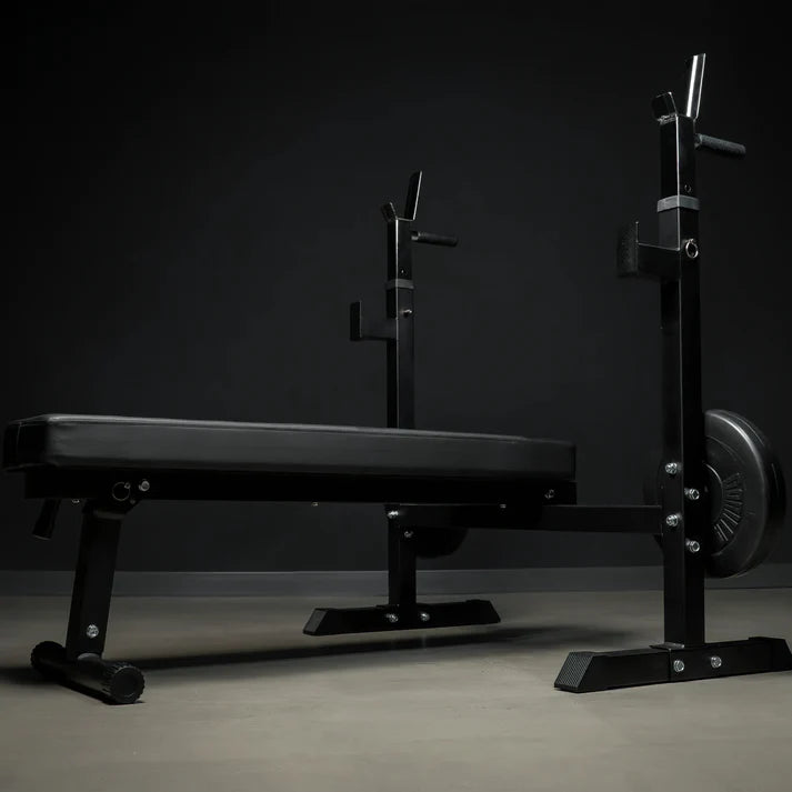 Weight Bench with Barbell Rack in Black