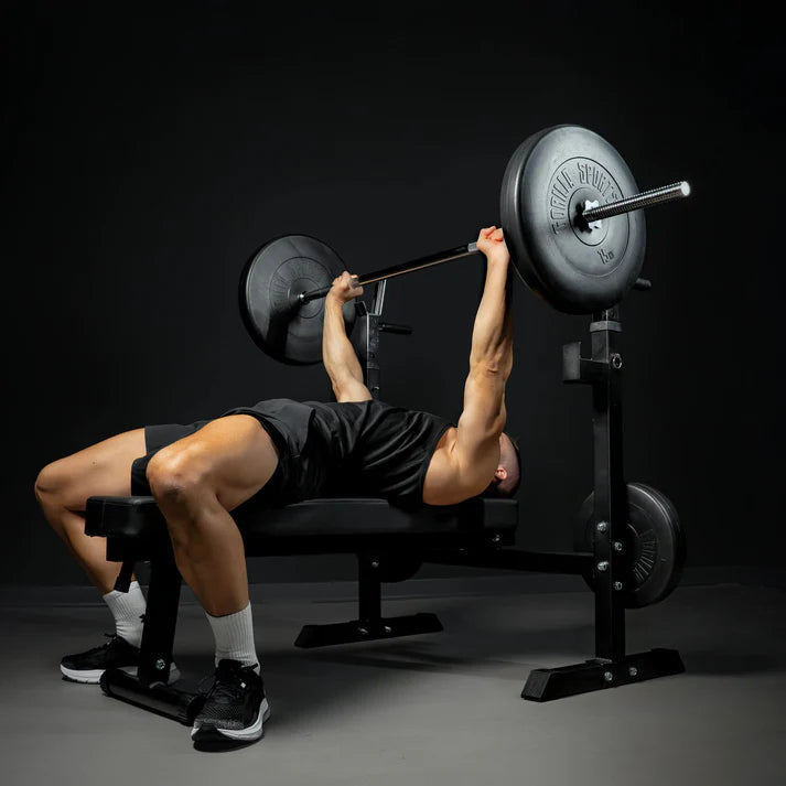 Weight Bench with Barbell Rack in Black