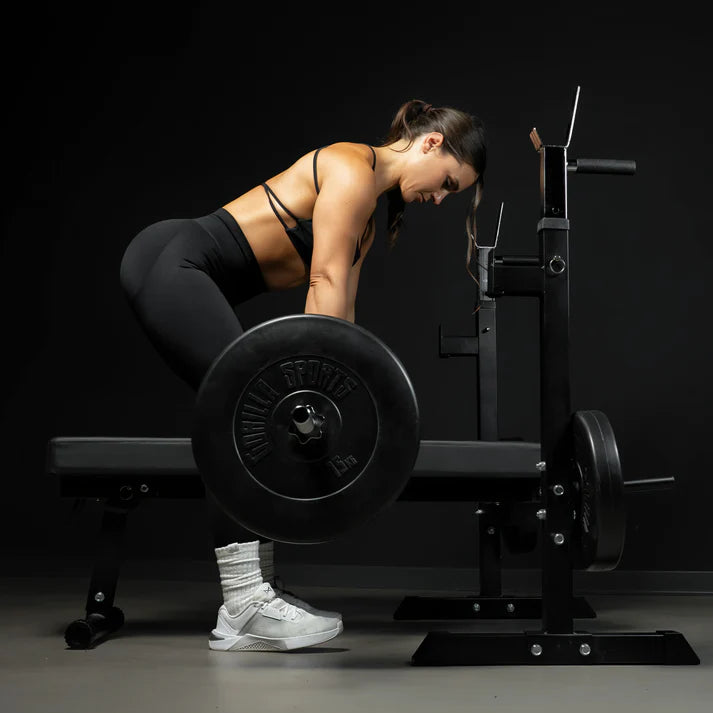 Weight Bench with Barbell Rack in Black