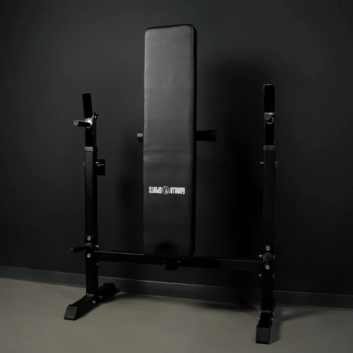 Weight Bench with Barbell Rack in Black