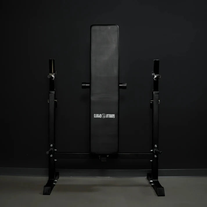 Weight Bench with Barbell Rack in Black