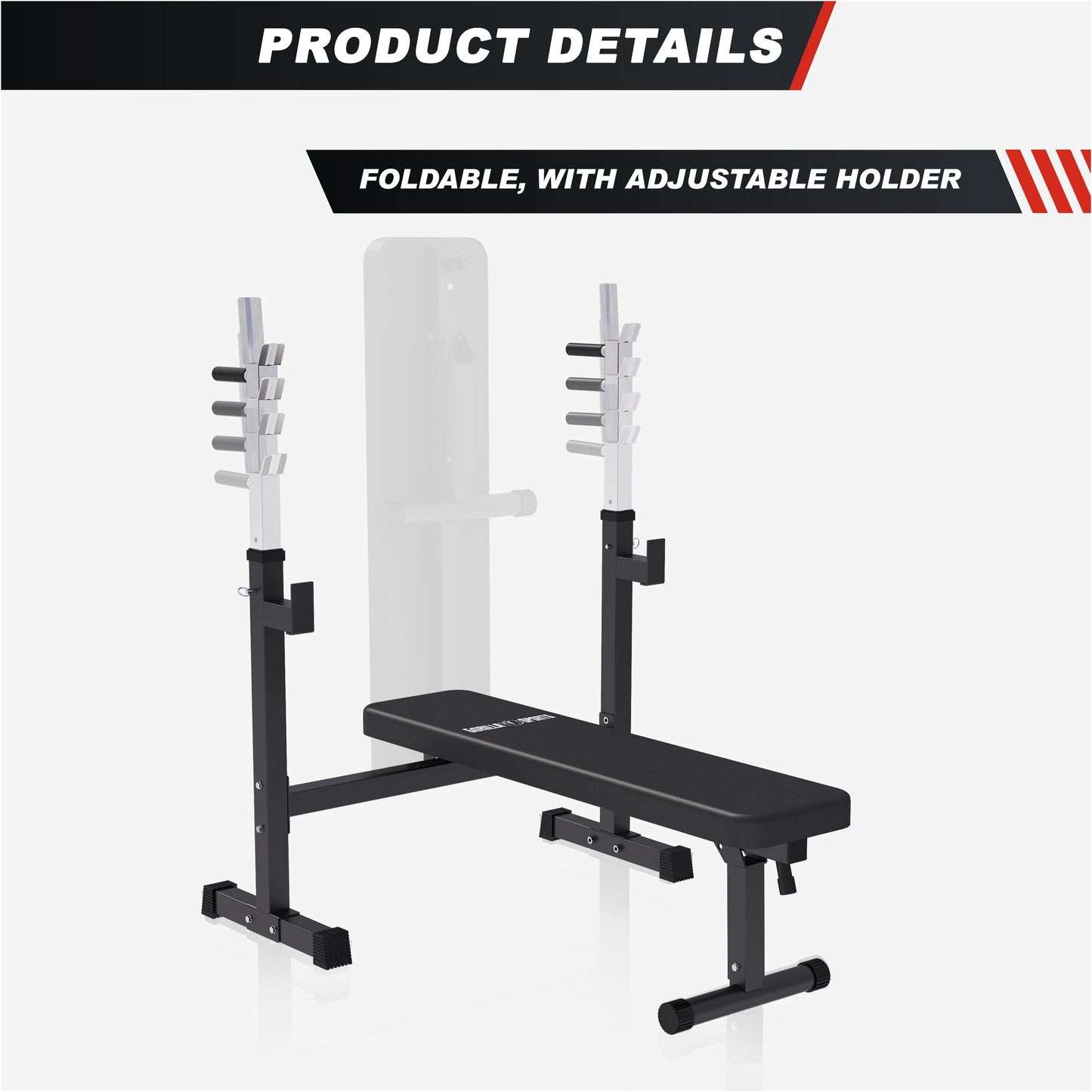 Weight Bench with Barbell Rack in Black