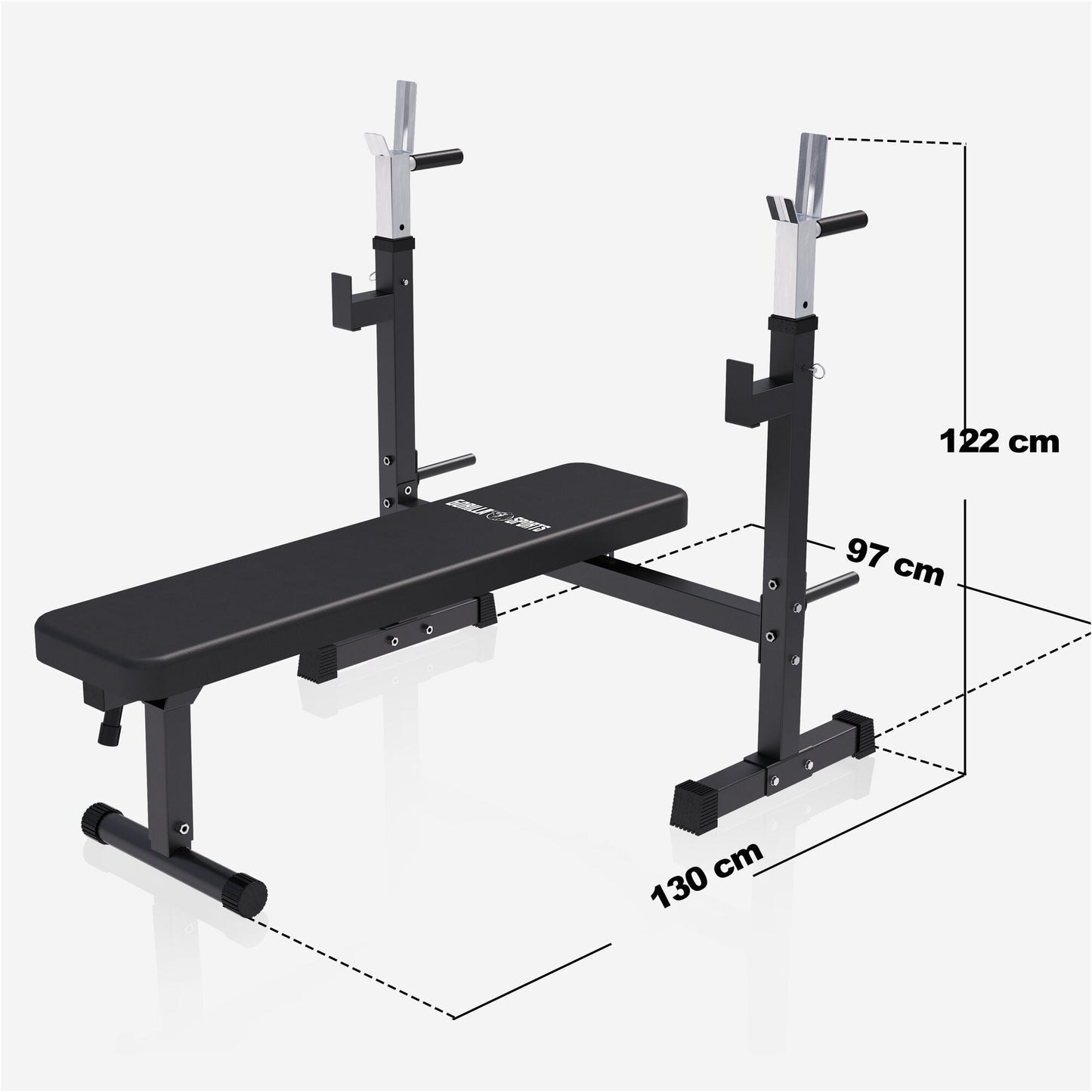 Weight Bench with Barbell Rack in Black