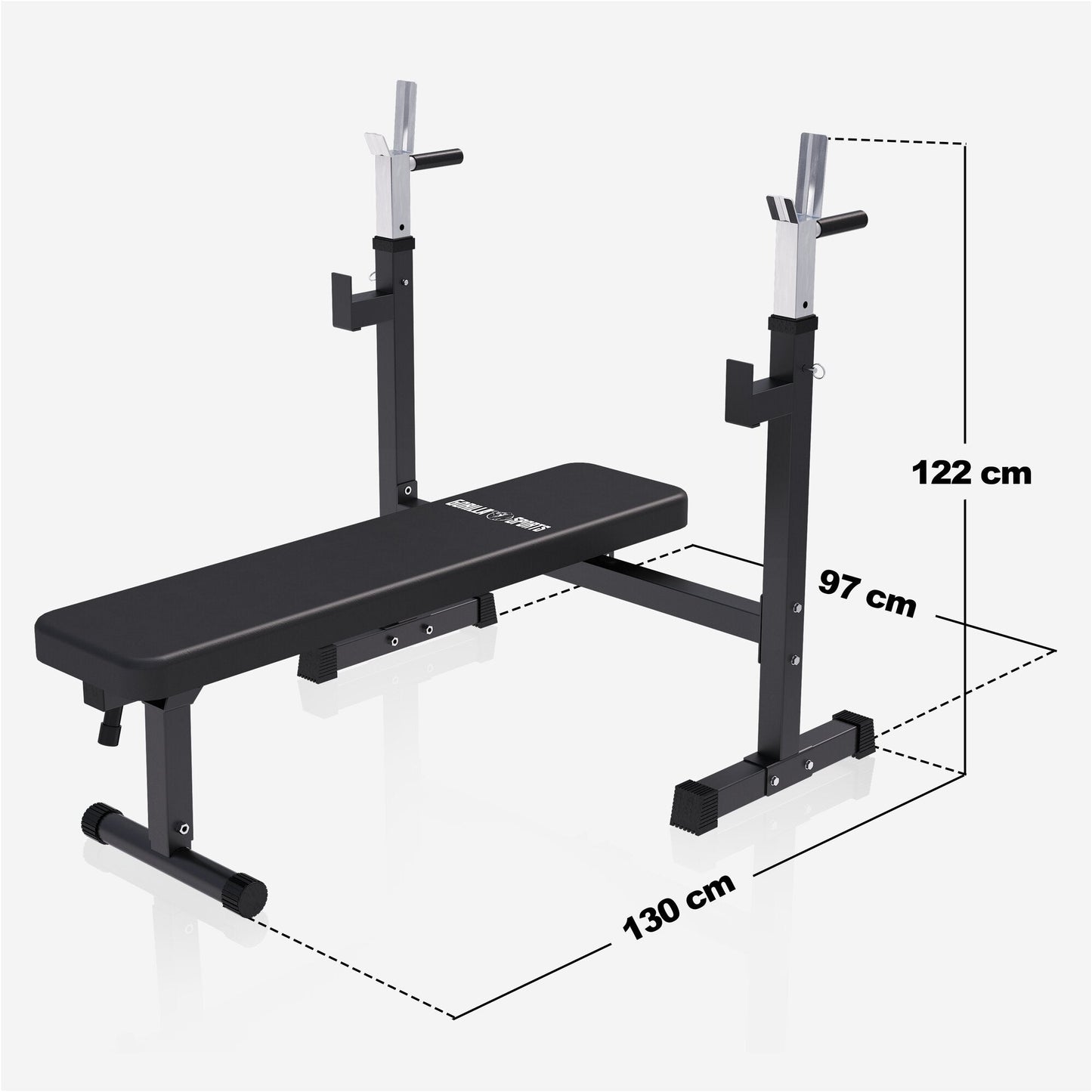 Weight Bench with Barbell Rack in Black