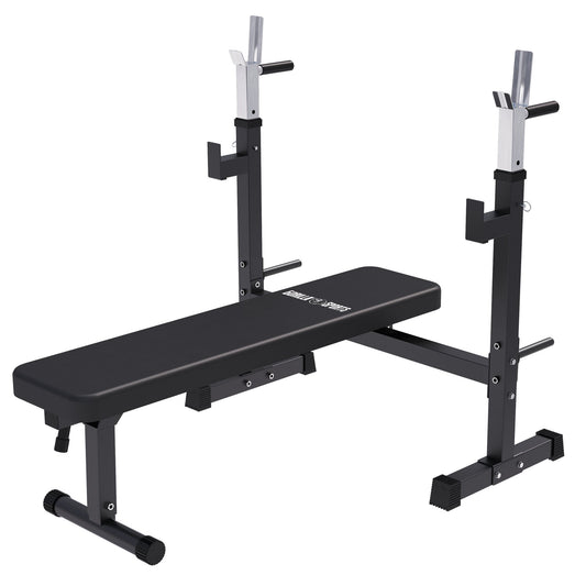 Weight Bench with Barbell Rack in Black