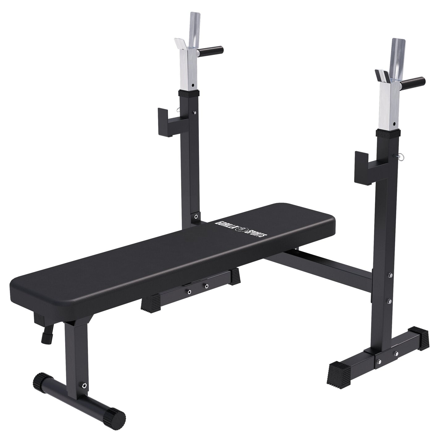 Weight Bench with Barbell Rack in Black