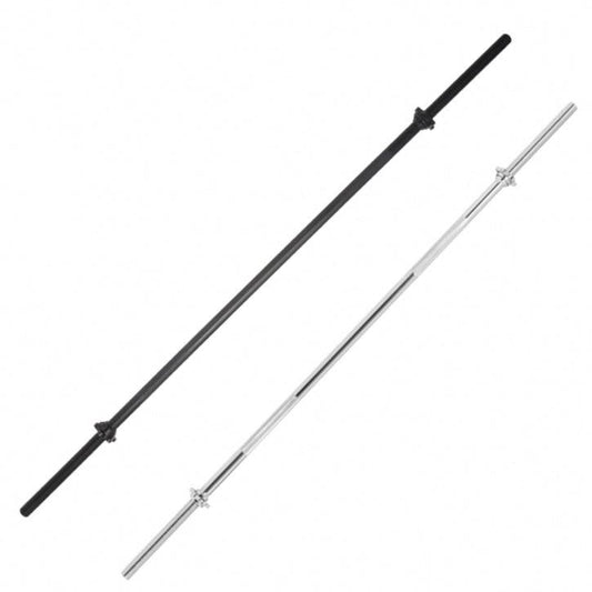 Chrome Barbell Bar 170 cm with Star Collars, Silver/Black