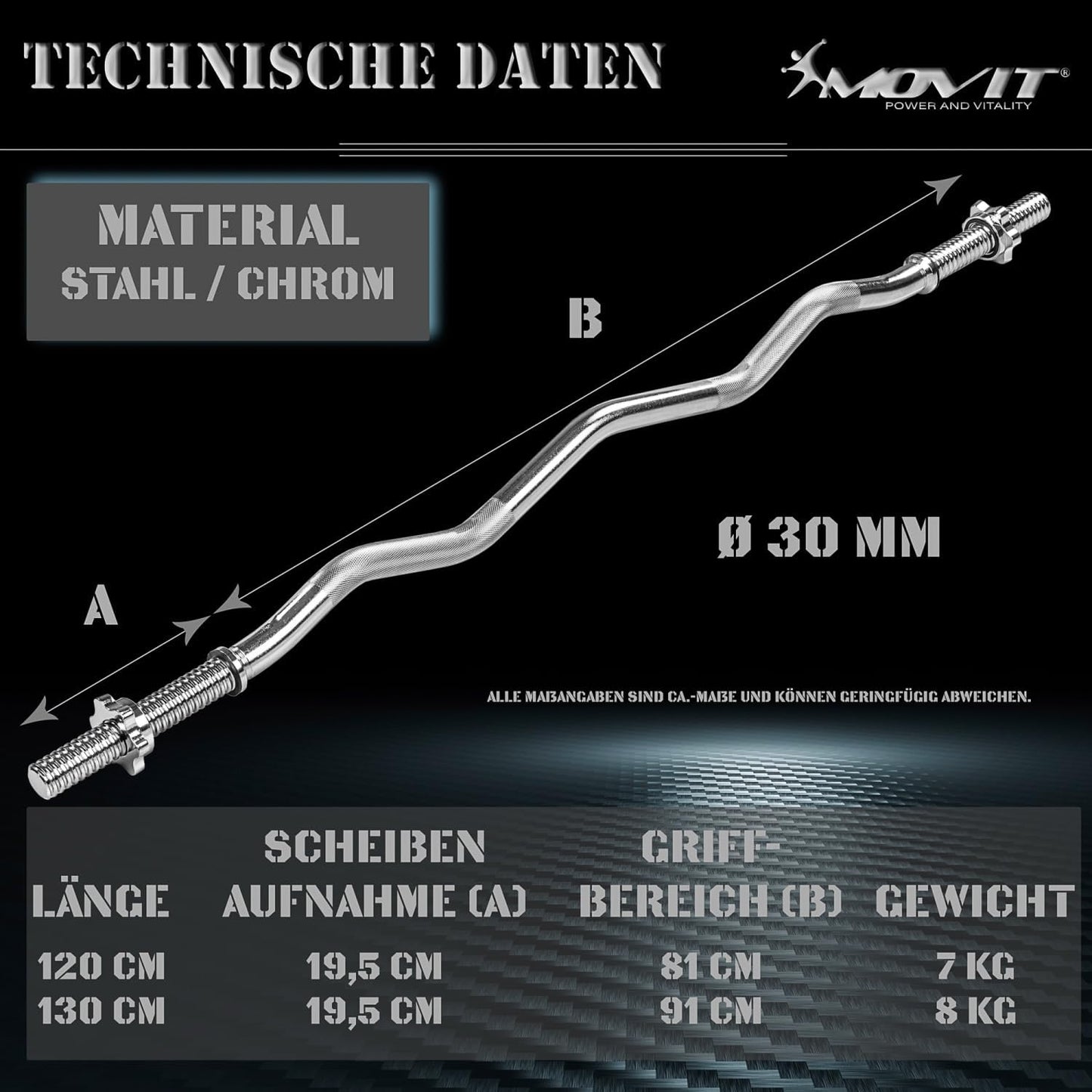 EZ Curl Bar 130 cm
