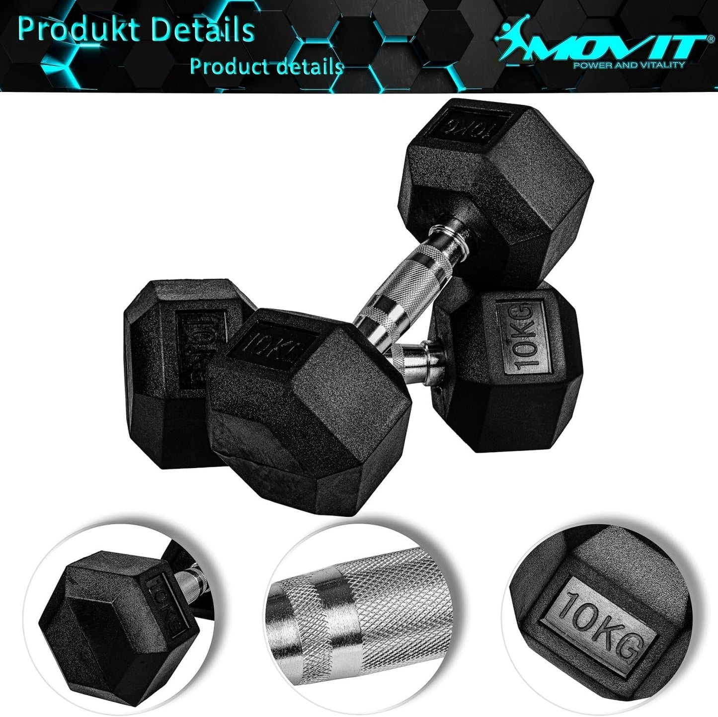 Hexagonal Dumbbell Set 4 - 25 kg