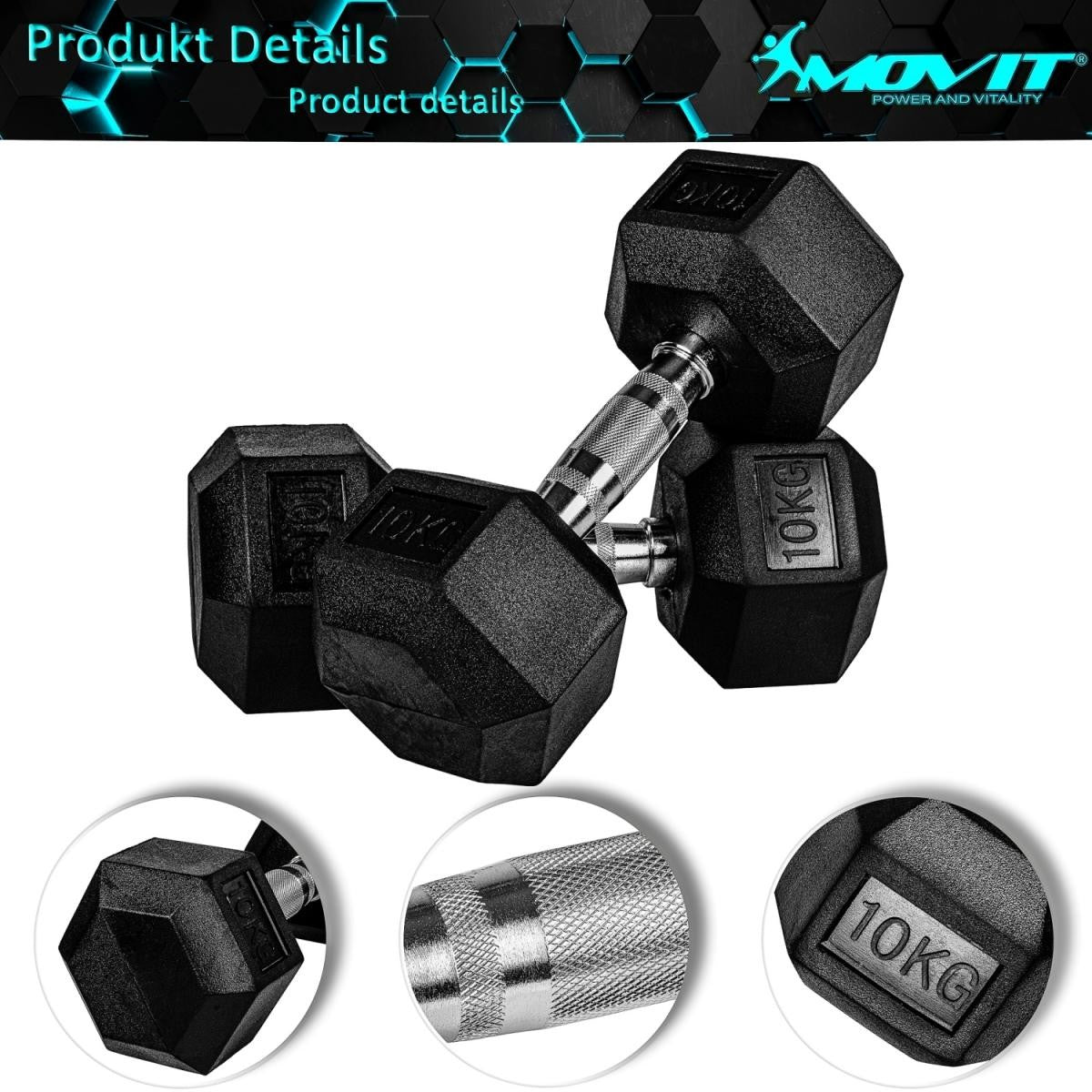 Hexagonal Dumbbell Set 4 - 25 kg