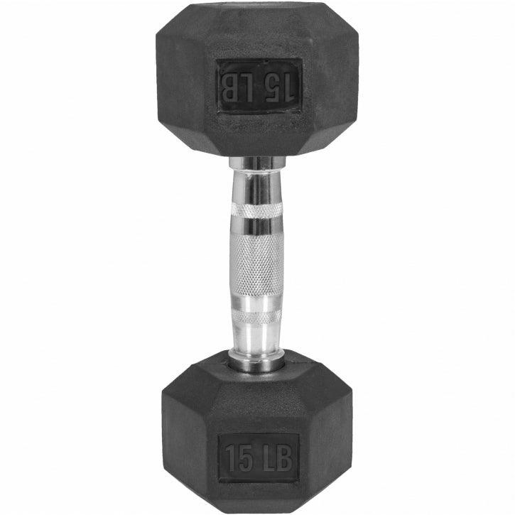 Hexagon Rubber Dumbbell 5 - 60 lb (2.3 - 27.2 kg)