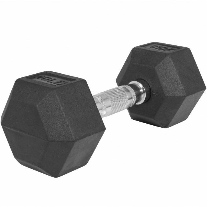 Hexagon Rubber Dumbbell 5 - 60 lb (2.3 - 27.2 kg)