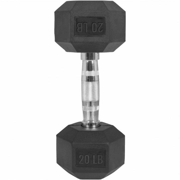 Hexagon Rubber Dumbbell 5 - 60 lb (2.3 - 27.2 kg)