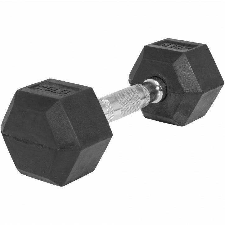 Hexagon Rubber Dumbbell 5 - 60 lb (2.3 - 27.2 kg)