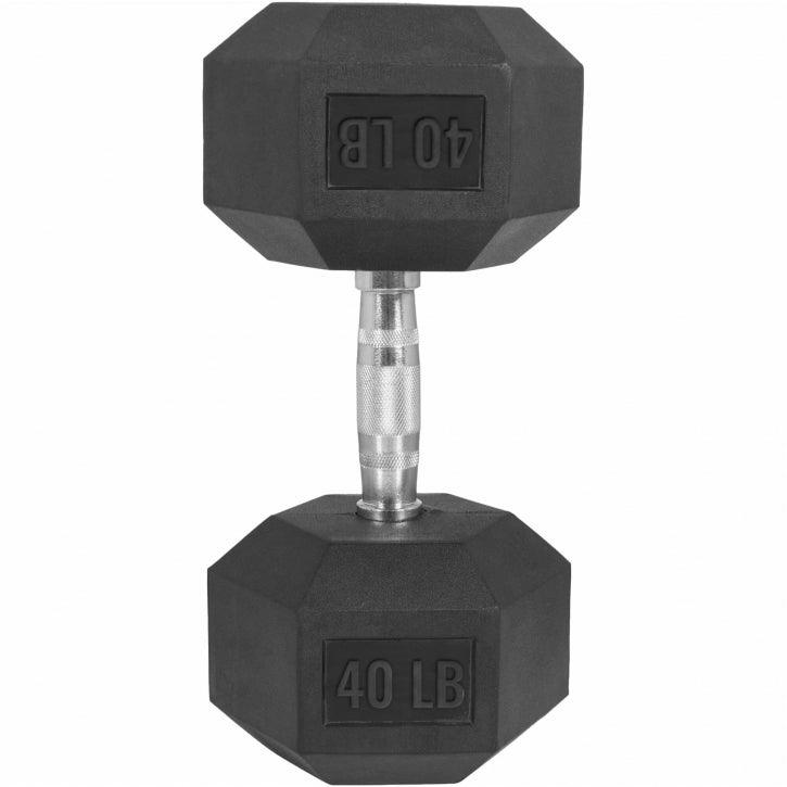 Hexagon Rubber Dumbbell 5 - 60 lb (2.3 - 27.2 kg)