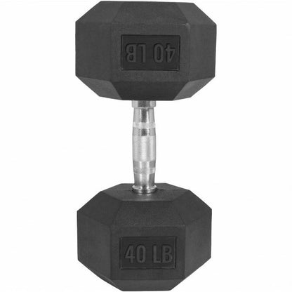 Hexagon Rubber Dumbbell 5 - 60 lb (2.3 - 27.2 kg)