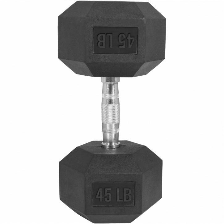 Hexagon Rubber Dumbbell 5 - 60 lb (2.3 - 27.2 kg)