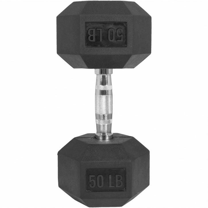 Hexagon Rubber Dumbbell 5 - 60 lb (2.3 - 27.2 kg)