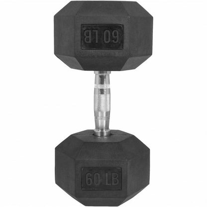 Hexagon Rubber Dumbbell 5 - 60 lb (2.3 - 27.2 kg)