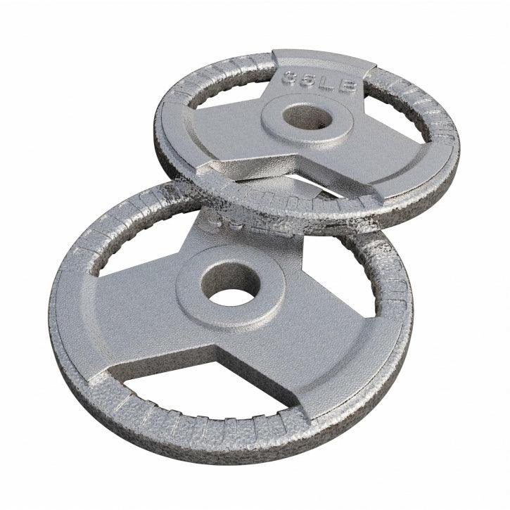 Cast Iron Olympic Weight Plate Tri-Grip 5/25/35 lb