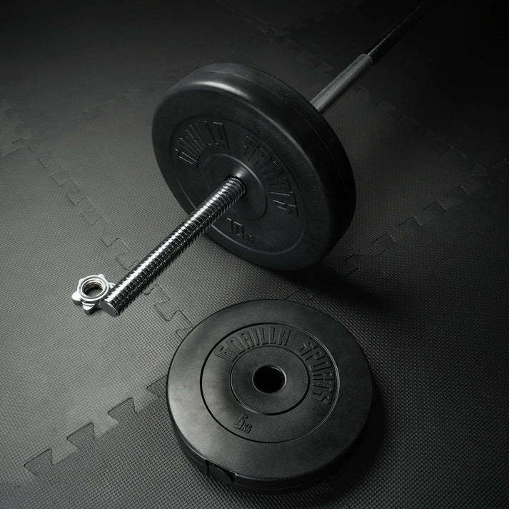 Chrome Barbell Bar 170 cm with Star Collars, Silver/Black