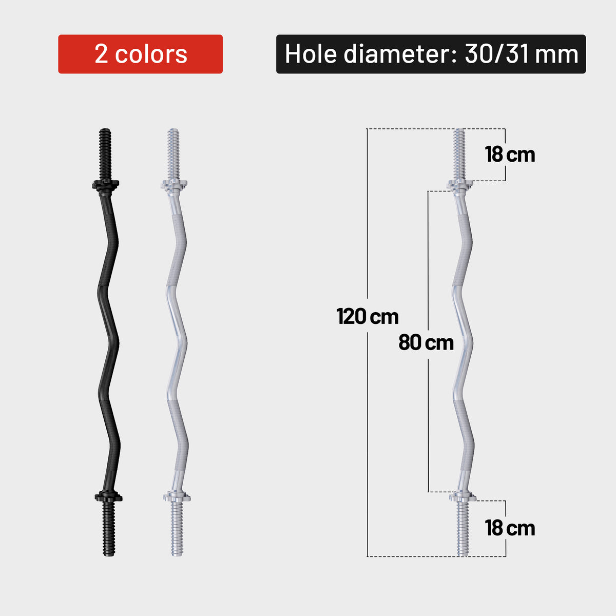 EZ Curl Bar 120 cm (4 ft) with Star Collars, Silver/Black