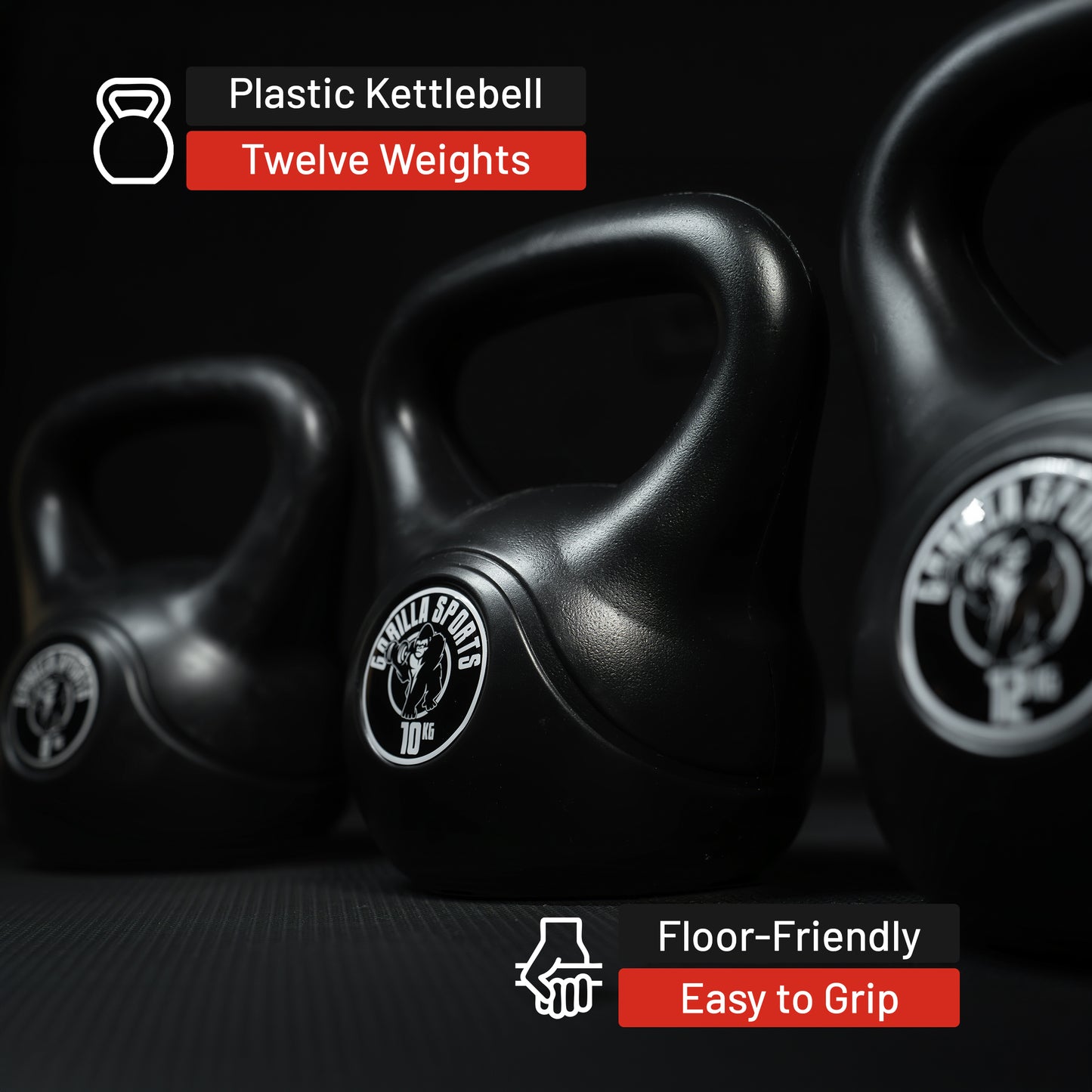 Plastic Coated Kettlebell 2-20 kg, Black