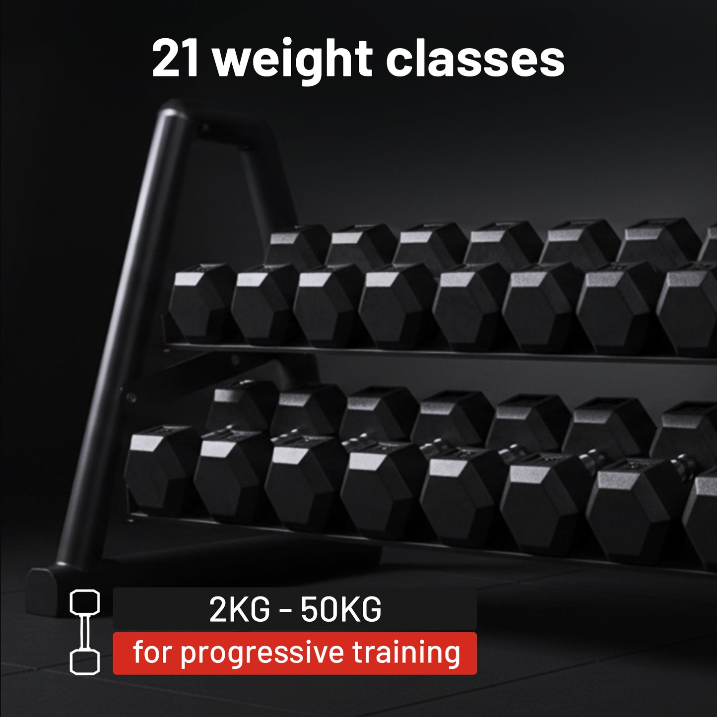 Hex Rubber Dumbbell 2 - 27.5 kg