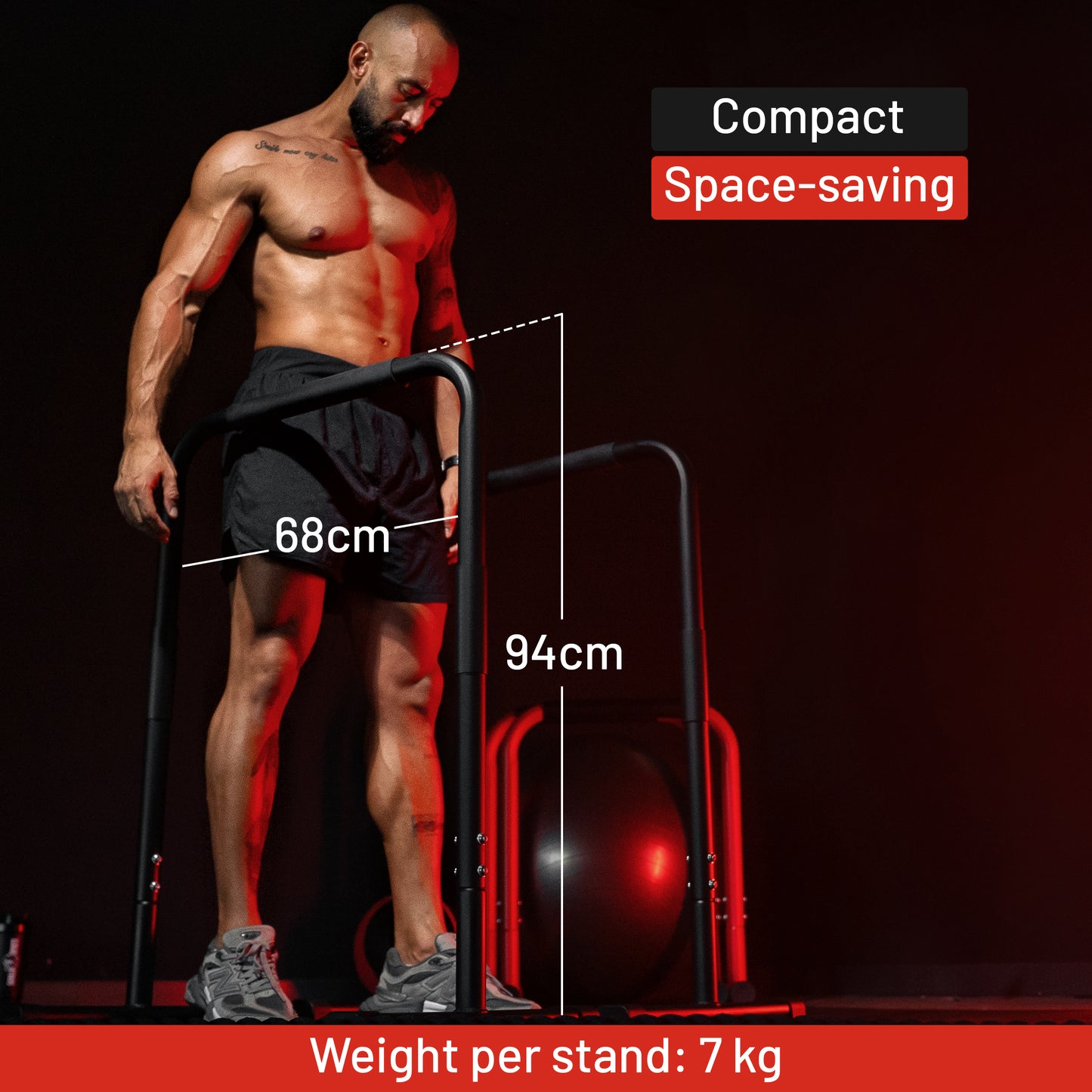 Push Up Stand Dip Bars Black/Red/Blue