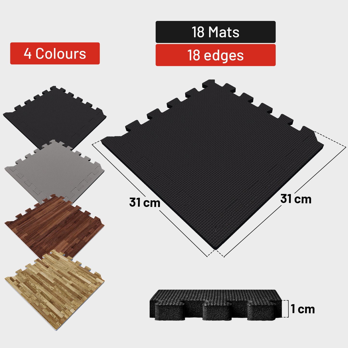 Floor Puzzle Mat (Set of 18 Mats + End Pieces)