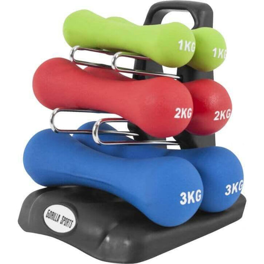 Neoprene Dumbbell Set 12 kg with Stand