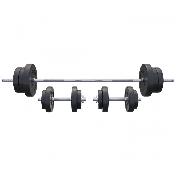 Gorilla Sports Fixed Rubber Barbell 10KG 50KG 